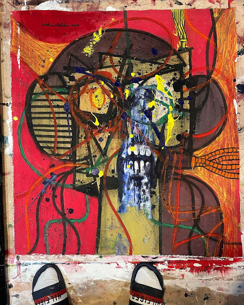Pintura de Watson Pablov: Líneas y deformacion, Mixta y oleo sobre canvas, 27x30 pulgs