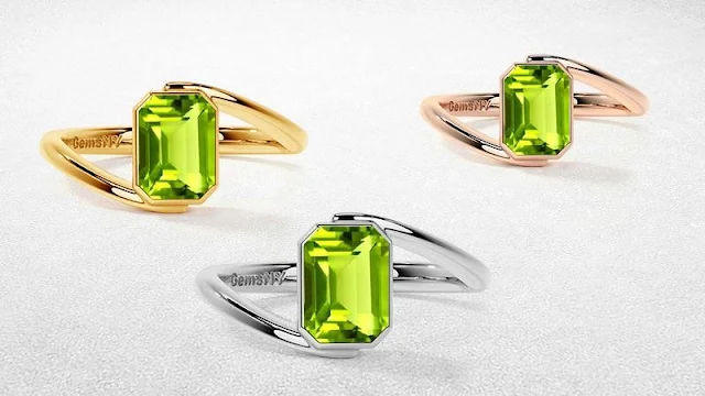 Different types of metals peridot ring