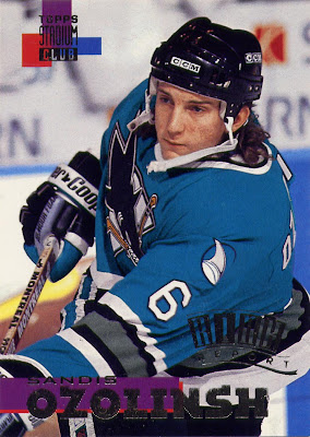 Sandis Ozolinsh, San Jose Sharks, Topps Stadium Club, NHL, hockey card, 94-95