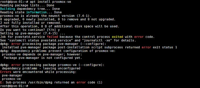 apt install pve fail