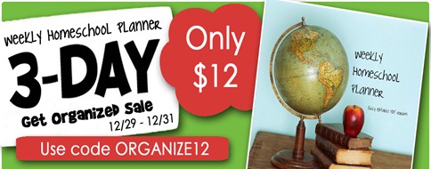 3 Day Weekly Homeschool Planner Sale