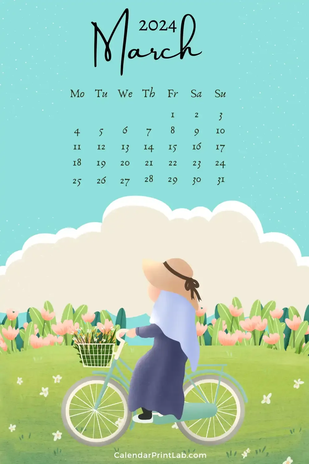 March 2024 iPhone Calendar Wallpaper