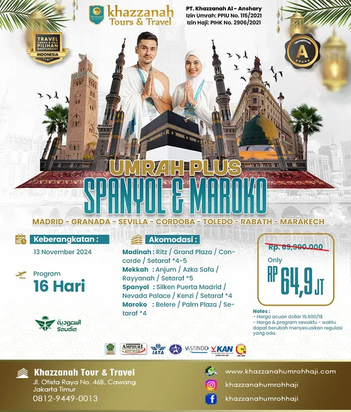 jadwal biaya paket umroh plus spanyol dan maroko