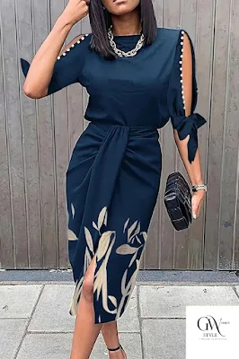 Women wearing a Print Midi Dress for Women