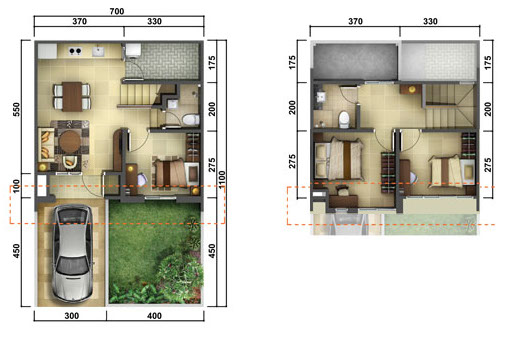 LINGKAR WARNA 4 Denah  rumah  minimalis ukuran 7x11  meter 3  