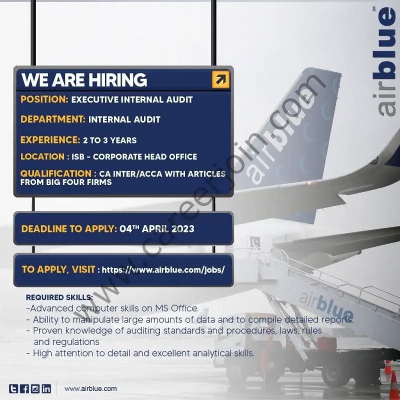 Announcement at Airblue Pakistan Jobs
