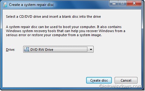 Create a System Repair Disc