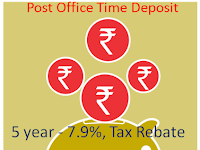 Post Office Time Deposit Account 5 year - 7.9%, Tax Rebate Minimum Rs. 200
