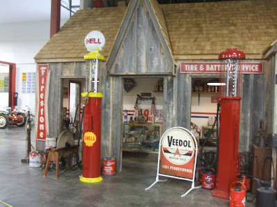 A representation of a service station from the 19201950 era