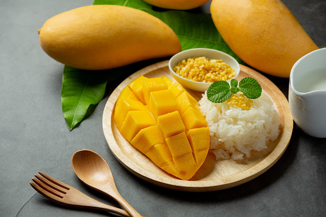 mango sticky rice, mango sticky rice recipe, sticky rice, thai desserts, street foods,  sweets, foods recipes, glutinous rice, gluten free