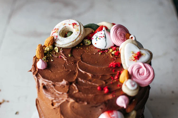 Almond Butter Cake with Chocolate Frosting