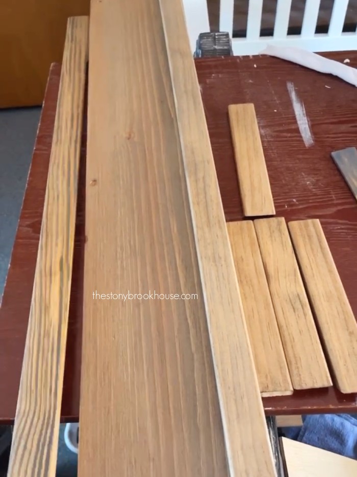 Stained trim pieces for stove hood