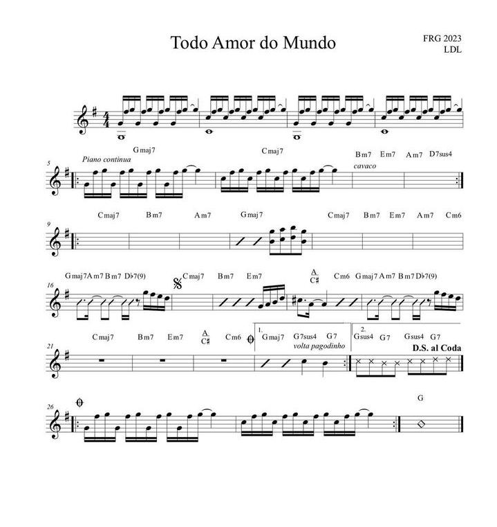 Partitura - Ferrugem - Todo amor do mundo