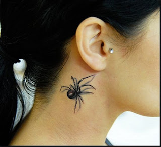 3D Spider Tattoo Design For Girls Neck Tattoo