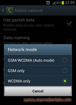 Setting Android WCDMA Only