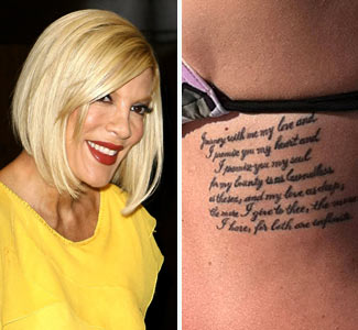 Celebrity Tattoos on Celebrity Tattoos  Former  90210  Star Tori Spelling Was Recently