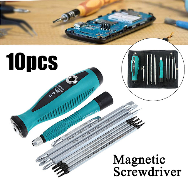 10Pcs Precision Magnetic Screwdriver Set Phillips Slotted Star Bits Repair Tools 