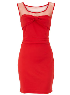 Red mesh detail dress