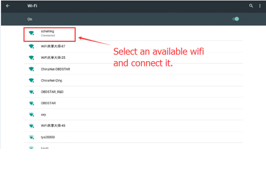 Select an available wifi and connect it