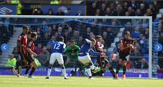 Everton's Olly Barkley takes a shot in the Premier League fixture with AFC Bournemouth