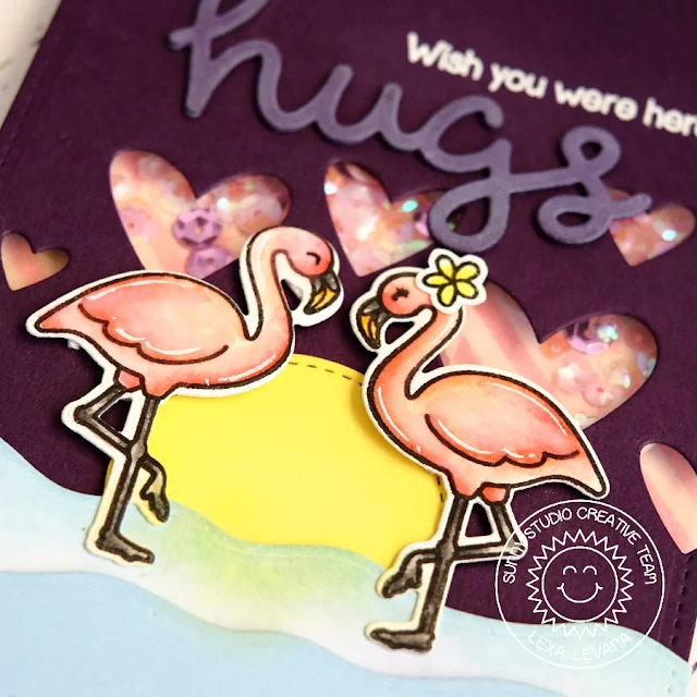 Sunny Studio Stamps: Tropical Paradise Wish You Were Here Flamingo Card by Lexa Levana.