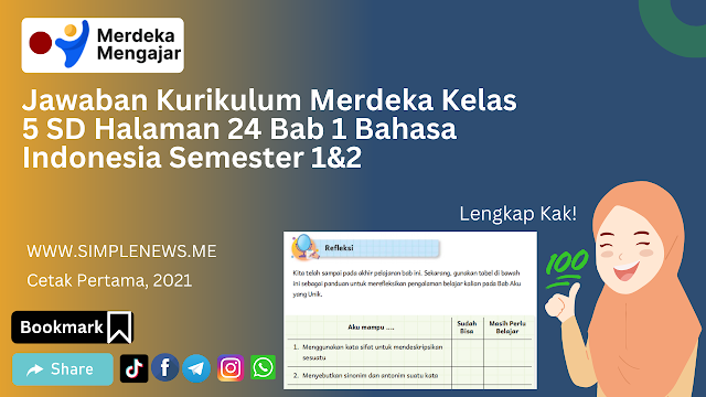 Jawaban Kurikulum Merdeka Kelas 5 SD Halaman 24 Bab 1 Bahasa Indonesia Semester 1&2 www.simplenews.me