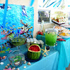 Ocean Themed Party Decorations / I used Pinterest to come up with ideas for my daughters ... - Cute & simple ocean or ariel themed party decorations.dollar store plastic bowls with a hole drilled in them, hung with clear nylon string, and curling ribbon attached!