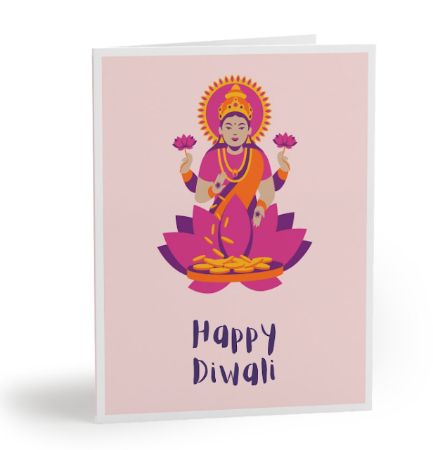 Maa Lakshmi, Lotus, Diwali, card,
