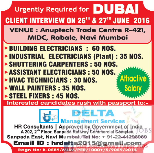 Attractive salary jobs for Dubai