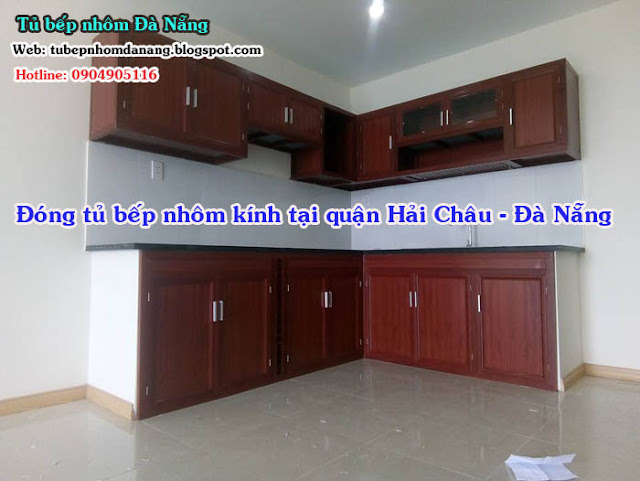 đóng tủ bếp nhôm kính sơn tĩnh điện tại quận hải châu đà nẵng 