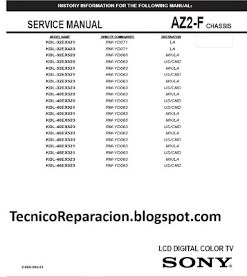 SONY KDL-32EX421 KDL-32EX423 KDL-32EX520 KDL-32EX521 KDL-32EX523 KDL-40EX520 KDL-40EX521 AZ2-F DIAGRAMA