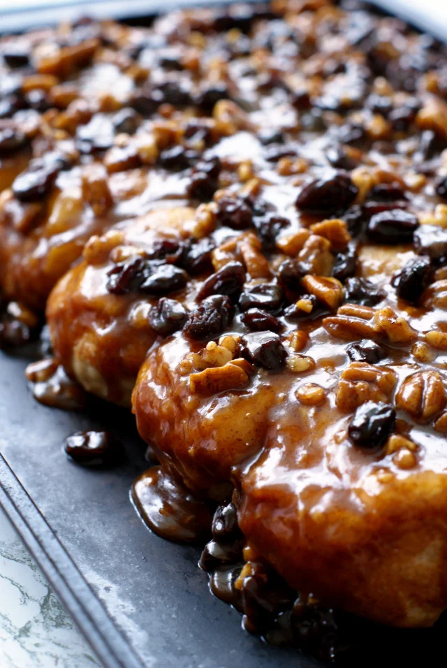 Aunt Betty Lou's Best Ever Sticky Buns are assembled the night before and then baked in the morning, making them perfect for a holiday morning breakfast or brunch!  They are super sticky and sweet and really the best ever!