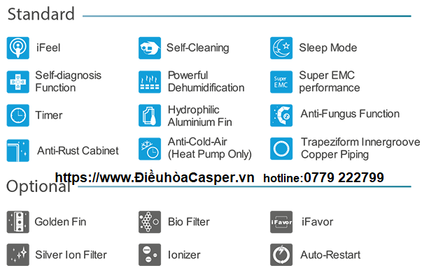 TÍNH NĂNG ĐIỀU HÒA DI ĐỘNG CASPER PC-09TL33