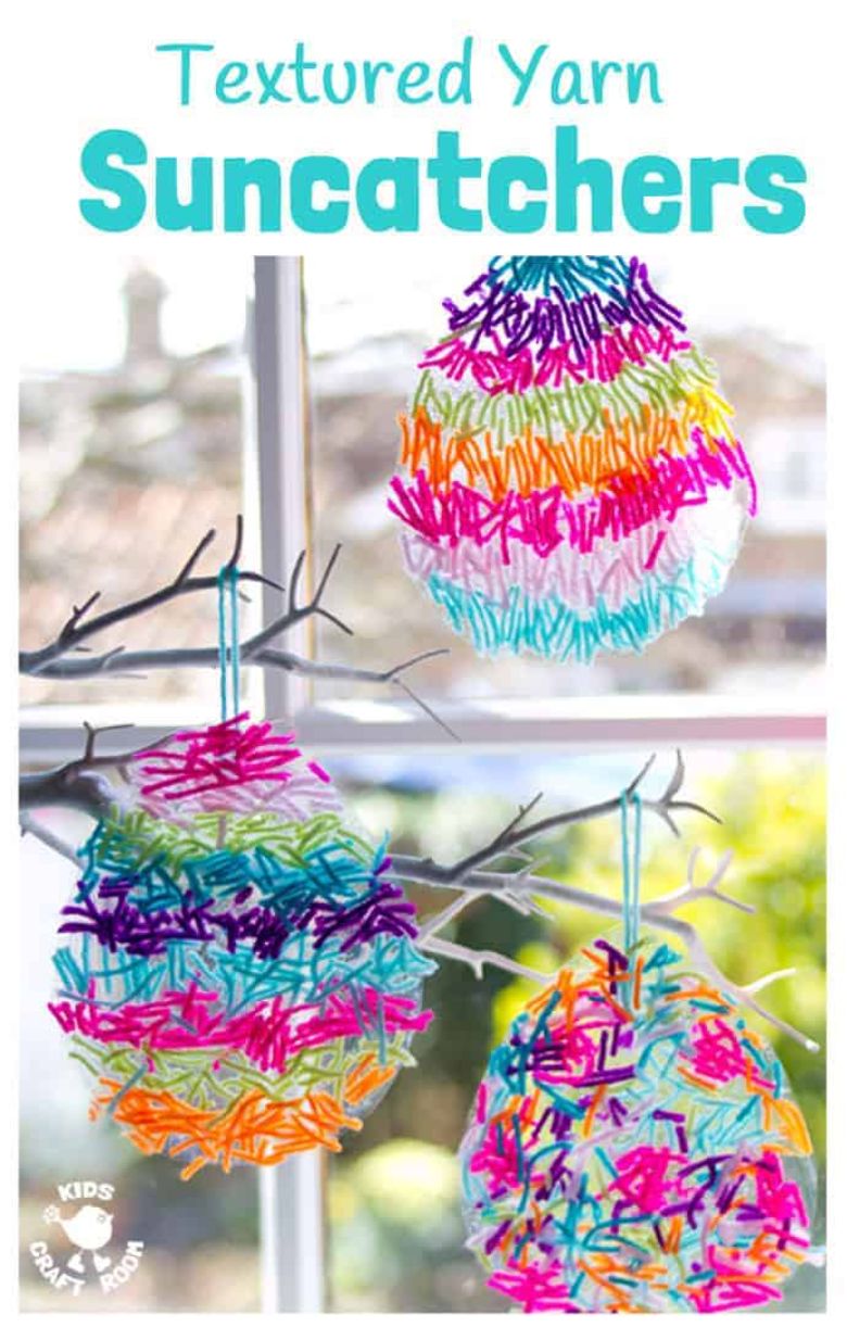 Yarn suncatcher Easter egg craft