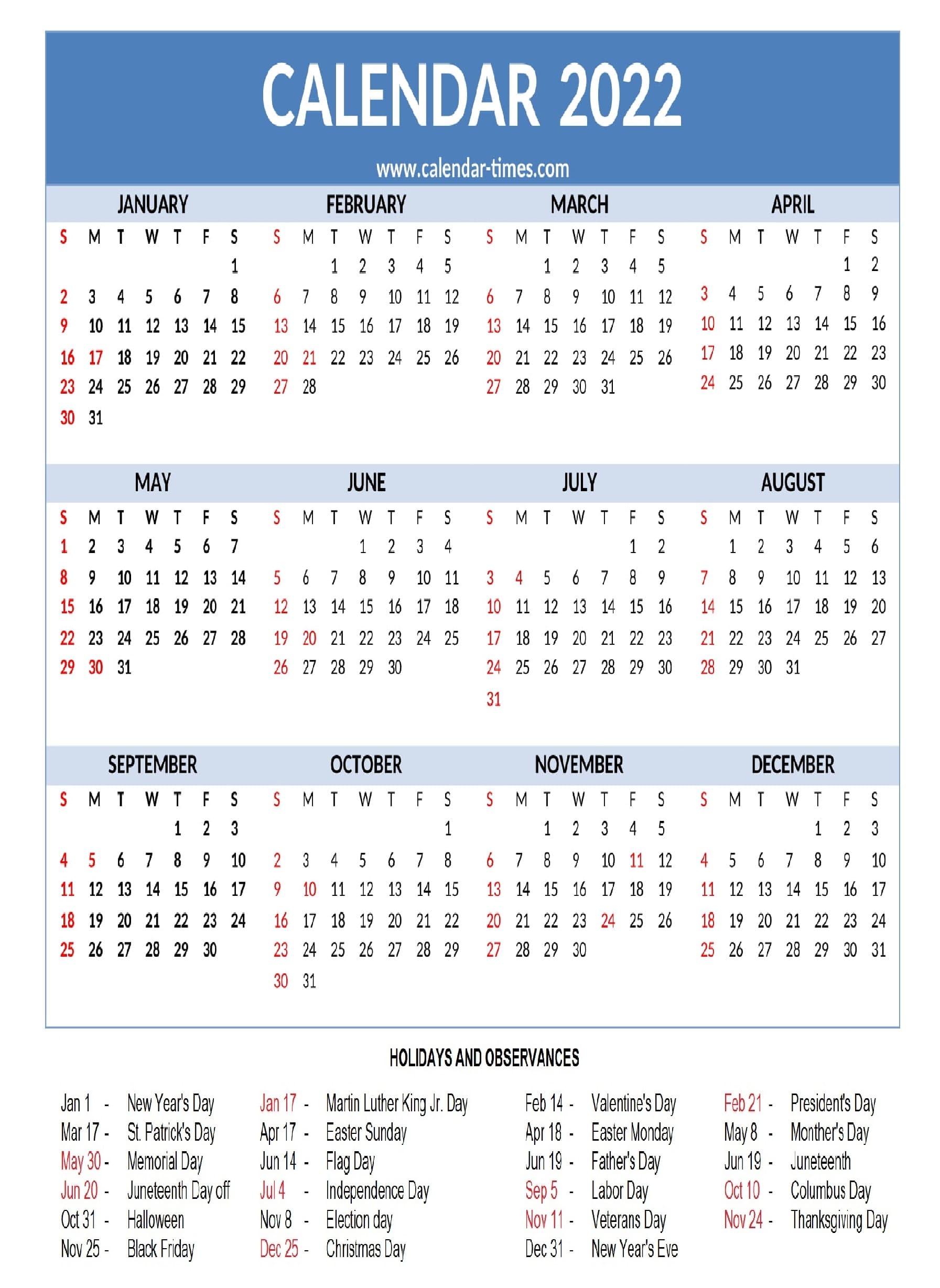 Calendar 2022