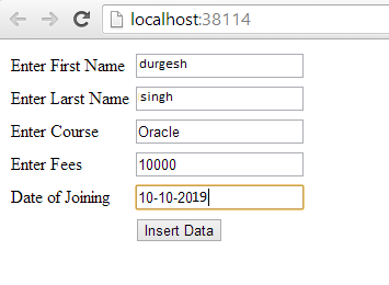 Insertion in MVC using Ado.net