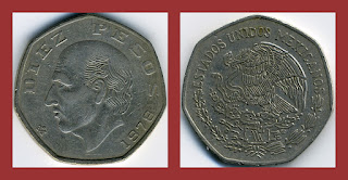 M13 MEXICO 10 PESOS COIN VF (1974-1985)