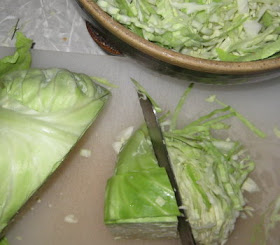 Step 1 - chopping the cabbage