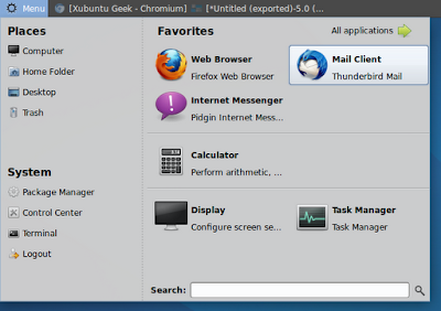 MintMenu running on Xubuntu