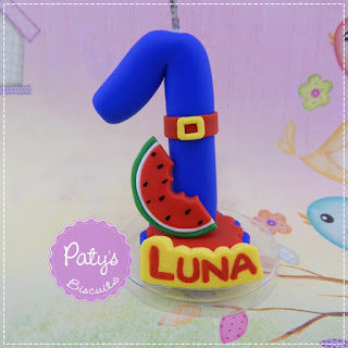 Vela decorada com nome Show da Luna - Topo de bolo para festa Infantil - biscuit
