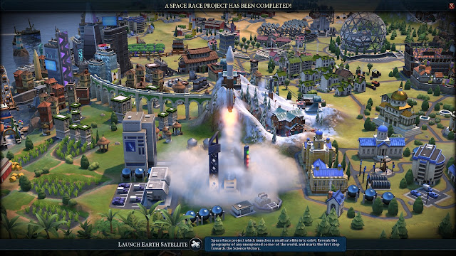 Screenshot of satellite being launched in Sid Meier's Civilization VI