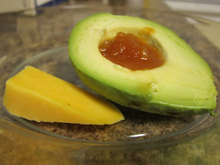 avocado filled with salsa