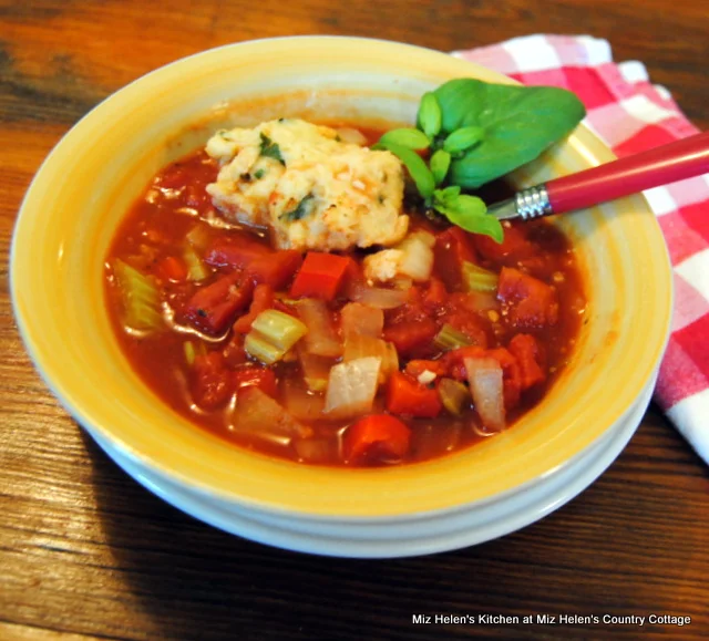 Tomato Basil Soup Plus Dumplings at Miz Helen's Country Cottage