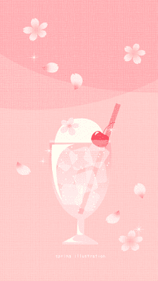 【桜クリームソーダ】春の飲みもののシンプルかわいくておしゃれなイラストスマホ壁紙/ホーム画面/ロック画面