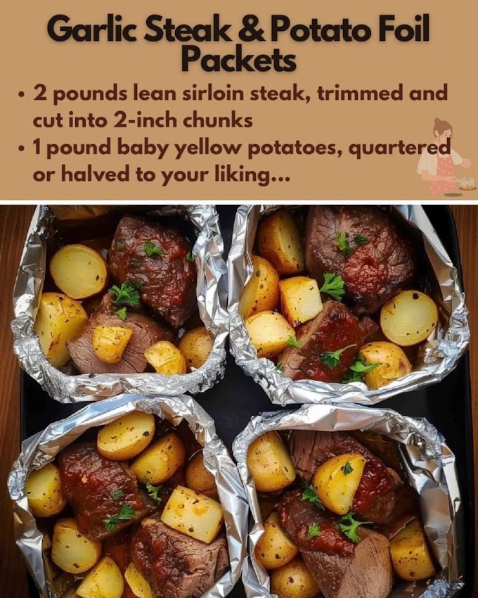 Potato and Garlic Steak Foil Packets 