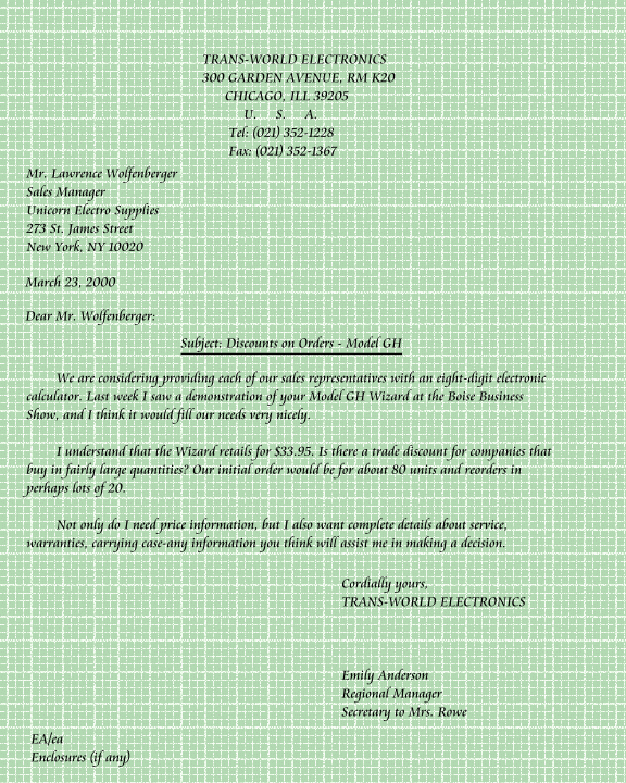 Educational Visit: Sample of Semi Block Letter
