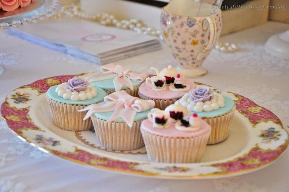 Tea Inspirations: 1950s High cupcakes Party vintage  melbourne Bridal Vintage Rose