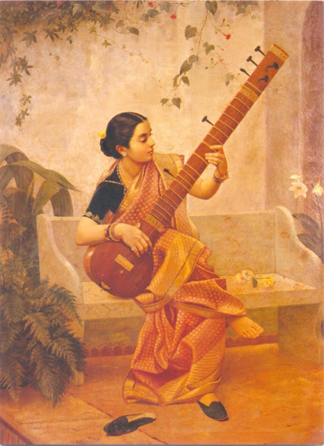 Raja Ravi Varma's Paintings: South Indian Women with Veena