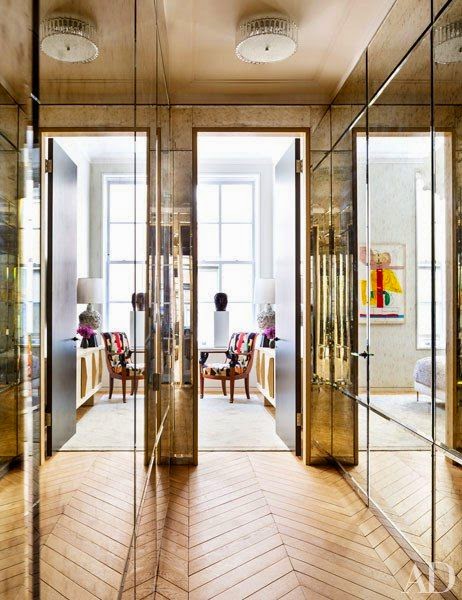 elegant mirrored gold lobby