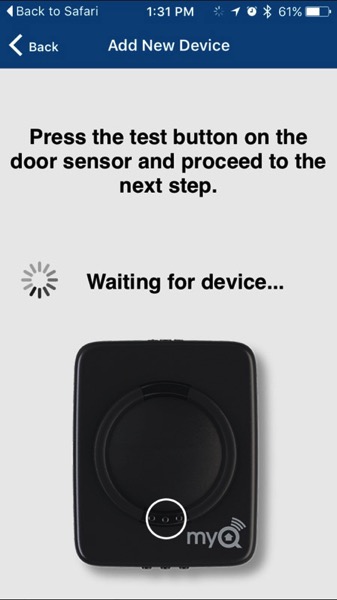 Connecting MyQ Sensor